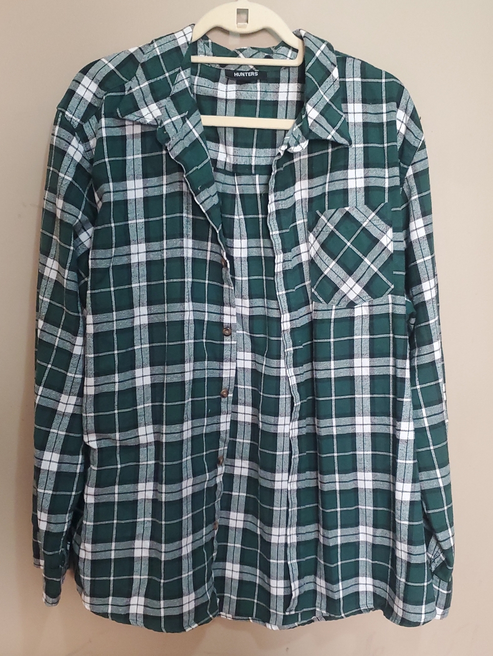 Hunters Green and Black Plaid Button-Down Shirt Size Xl